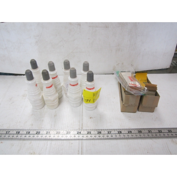 SET OF AVON SPARKPLUGS & WILL SERVICE TAGS