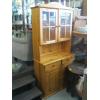 Image 1 : PINE GLASS DOOR CABINET W/LOWER STORAGE & DRAWERS