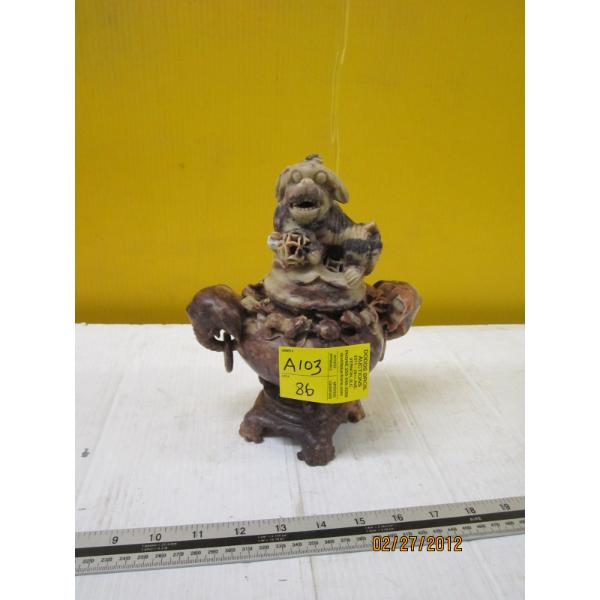 ASIAN LIDDED CARVED DISH