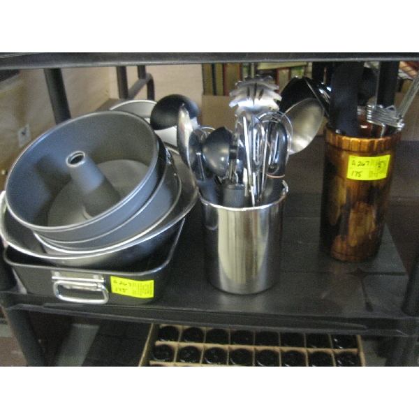 ASST. UTENSILS, ROASTING PAN, CAKE PANS, ETC.