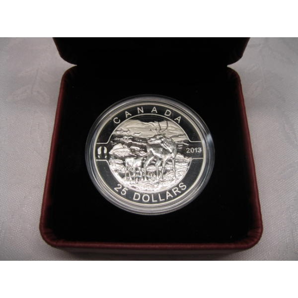 2013 .999 FINE SILVER $25 COIN "THE CARIBOU" (TAX EXEMPT)