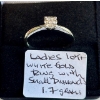 Image 1 : LADIES 10KT WHITE GOLD RING W/SM. DIAMOND, SZ 8 1/4