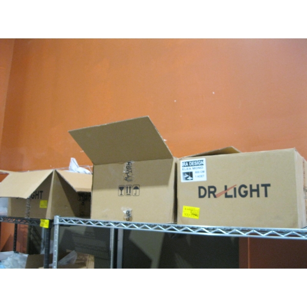 2 HANGING LIGHT FIXTURES & BOX W/SHADES