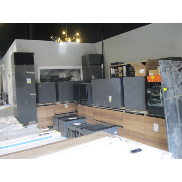 COMPLETE SET OF KITCHEN CABINETS - GREY & WOOD FINISH