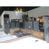 COMPLETE SET OF KITCHEN CABINETS - GREY & WOOD FINISH
