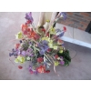 Image 2 : BRASS CONTAINER W/ASST. ARTIFICIAL FLOWERS