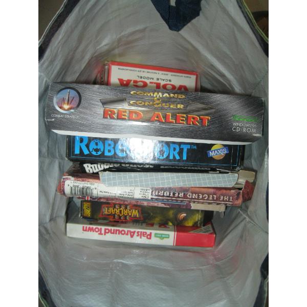 BAG W/MISC. - COMPUTER GAMES, DIECAST RUSSIAN CAR, ETC.