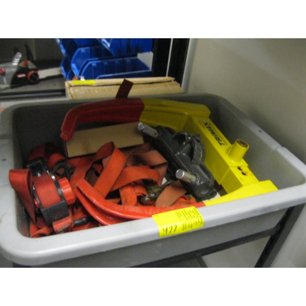 MISC: WHEEL LOCK, TRAILER LOCK (NO KEY), RATCHET TIE DOWN STRAPS