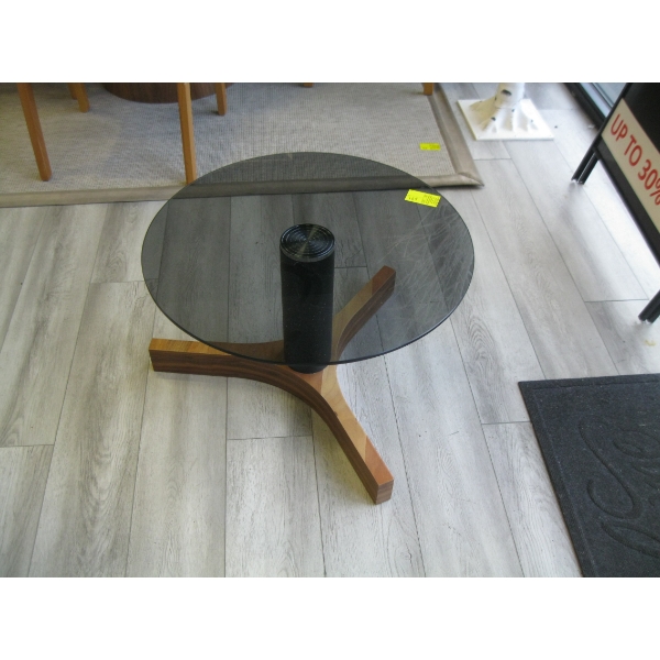GLASS TOP WOOD BASED OCCASIONAL TABLE