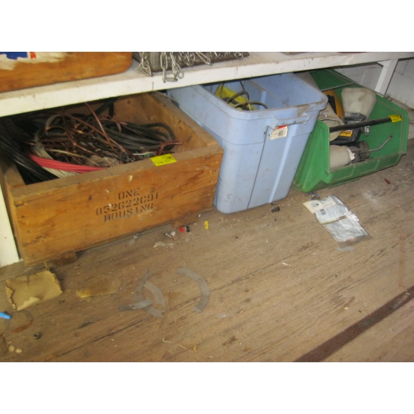 3 BINS OF MISC. AIRLESS PAINT SPRAYERS, WIRING, ETC.