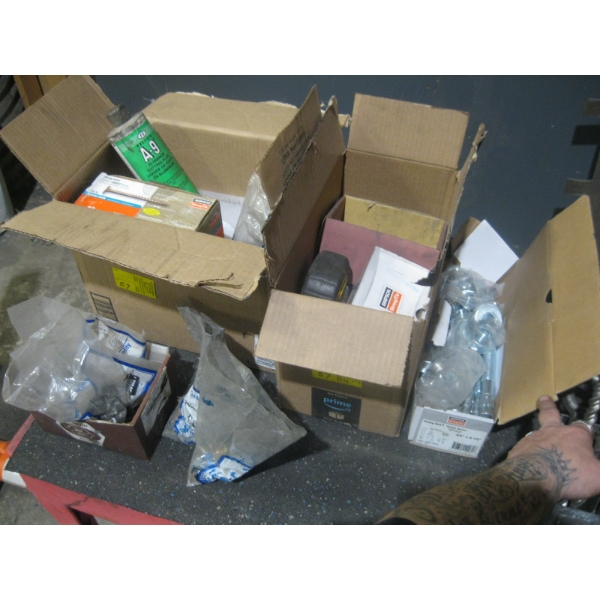 MISC. ANCHOR BOLTS, TAPE MEASURERS, SCREWS, ETC.