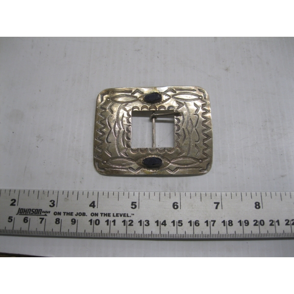 SILVER W/STONES NAVAJO BELT BUCKLE