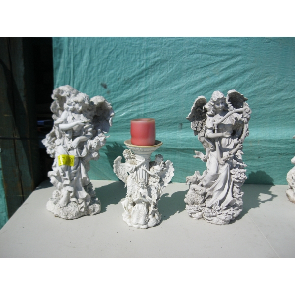 3 GARDEN ANGEL FIGURINES