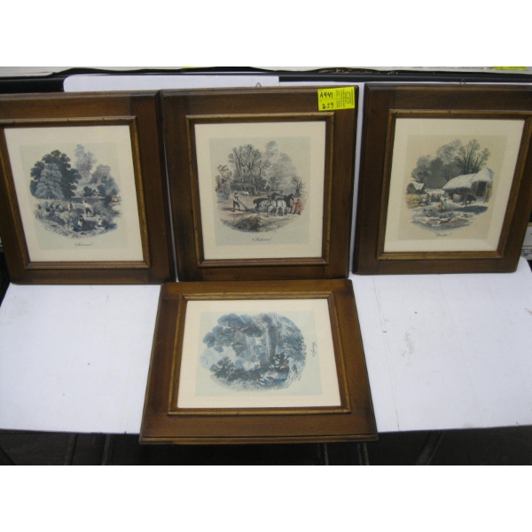 SET OF 4 FRAMED PICTURES OF THE SEASONS