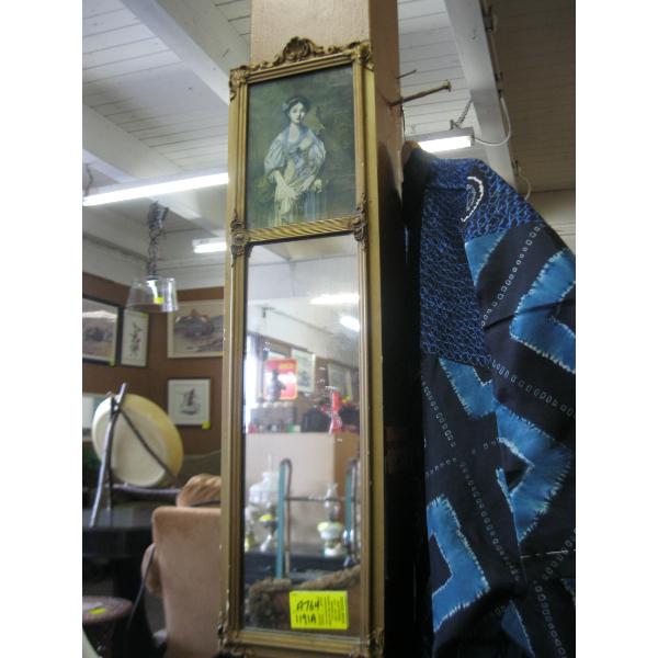 SM. MIRROR W/PICTURE ON TOP OF MIRROR