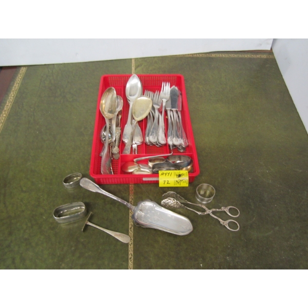 CUTLERY TRAY W/.800 SILVER ASST. PIECES