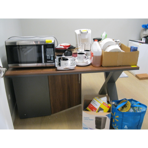 WOOD TOP DESK W/MATCHING 3 DRAWER, 1 DOOR CABINET