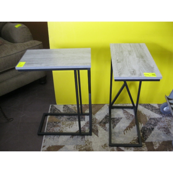 PAIR OF SM. METAL & WOOD END TABLES