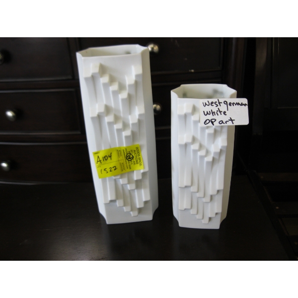 2 WEST GERMAN WHITE VASES
