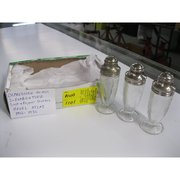 3 FLORENTINE S&P SHAKERS - DEPRESSION GLASS