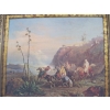 Image 2 : LG. ORNATE FRAMED PICTURE OF FIGHTING MEN ON HORSES