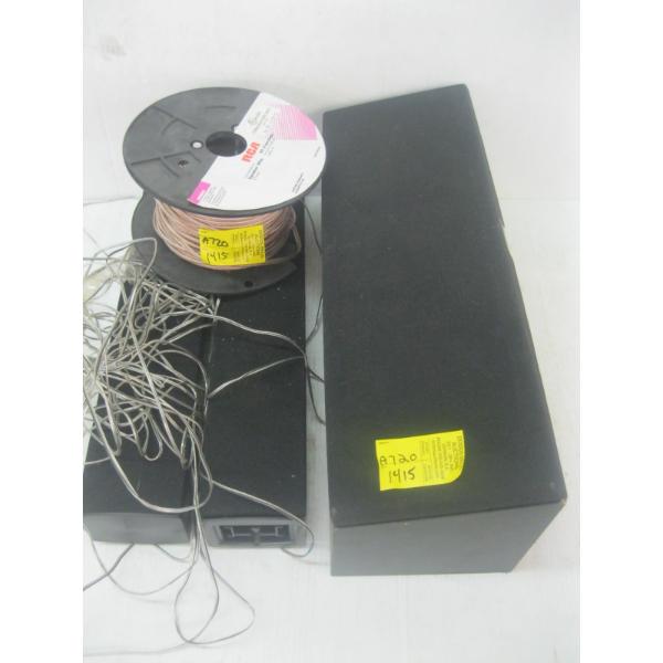 3 SPEAKERS & ROLL OF SPEAKER WIRE