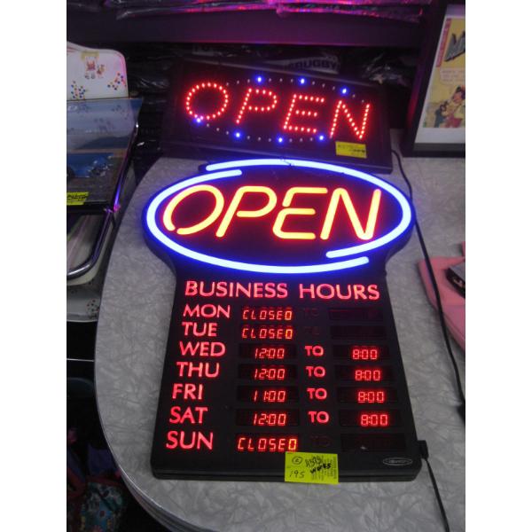 2 LIGHTED OPEN SIGNS