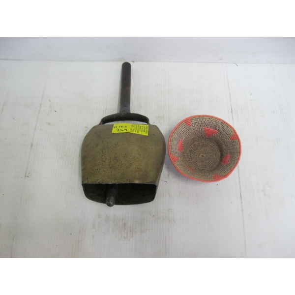 HAND COW BELL & DECORATIVE WOVEN BASKET
