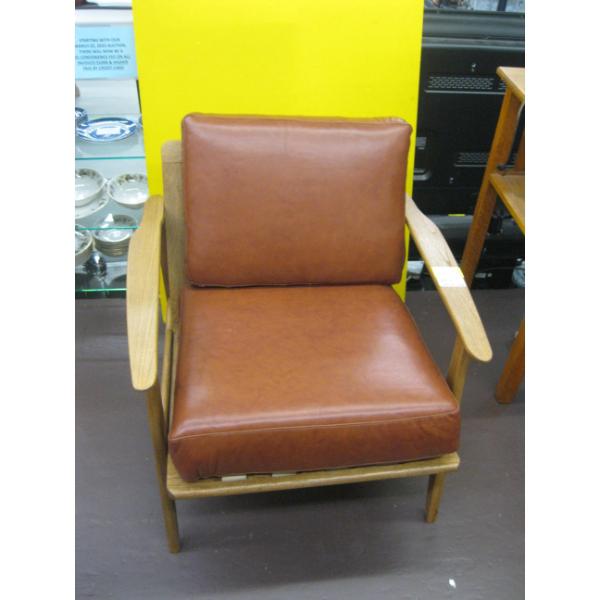 DANISH MCM UPHOLSTERED WOOD FRAMED CHAIR