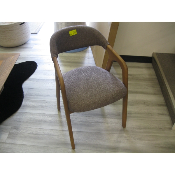 WOOD FRAMED UPHOLSTERED DINING CHAIR W/ARMS