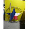 Image 1 : ROUND METAL RED, WHITE & BLUE STAR W/BARB WIRE  CIRCLE