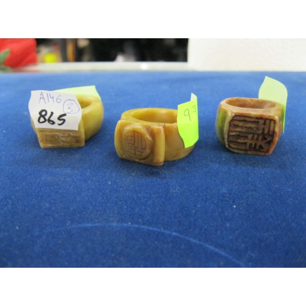 3 BONE CARVED RINGS