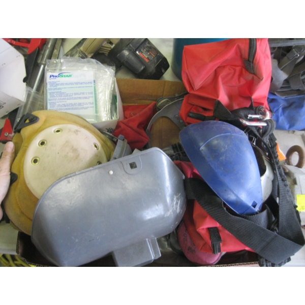 MISC. KNEE PADS, WELDING HELMET, BAGS, PLASTIC WELDING SHIELDS, ETC.