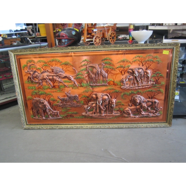 LG. GOLD & COPPER 3D AFRICAN ANIMAL PICTURE