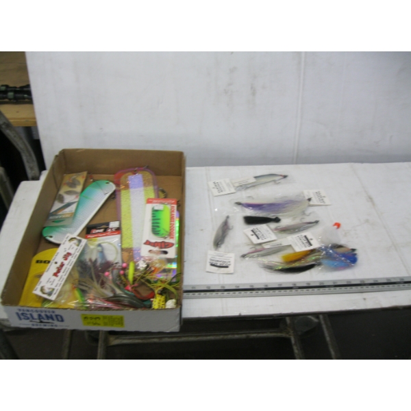 BAG & BOX OF ASST. FISHING LURES