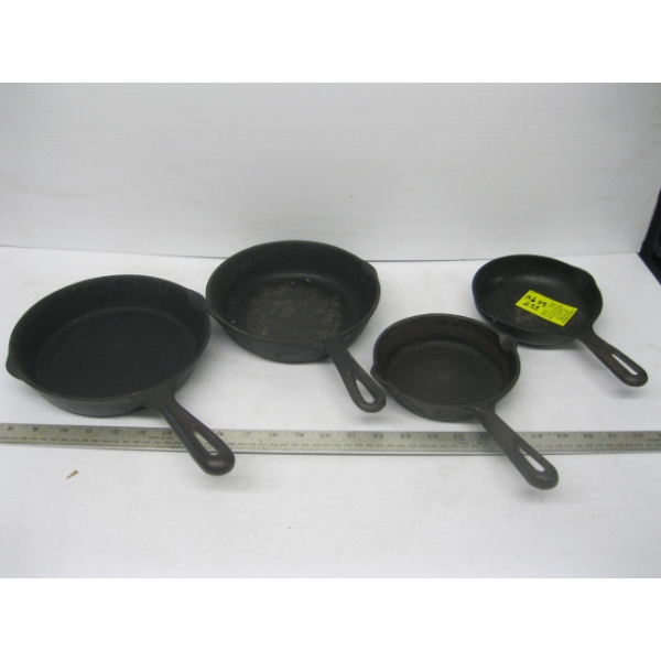 4 CAST IRON FRY PANS