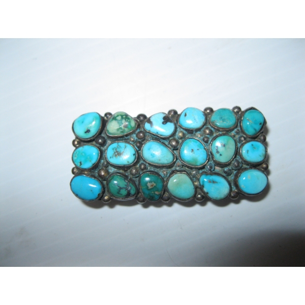 STERLING SIGNED L SHEKA TURQUOISE PIN