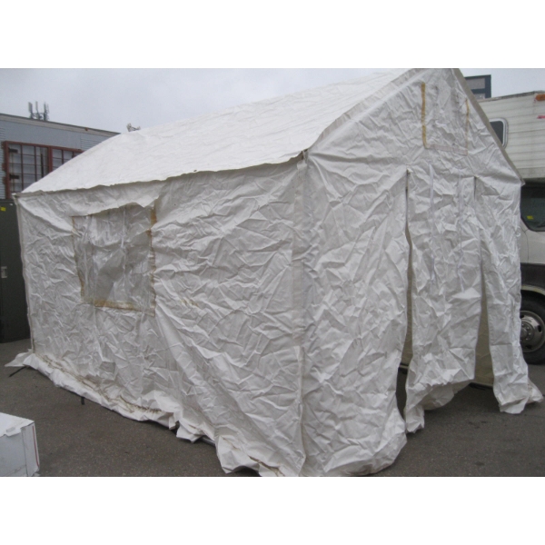 WHITE PORTABLE CANOPY/TENT BUILDING, APPROX. 14'X9'