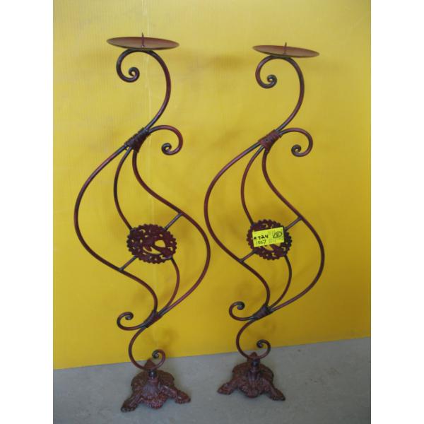 2 LG. METAL CANDLESTICK HOLDERS