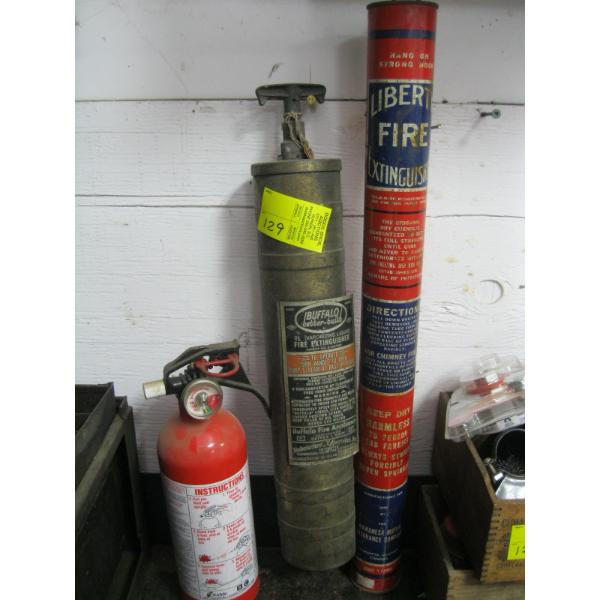 2 VINTAGE FIRE EXTINGUISHERS & A SM. FIRE EXTINGUISHER
