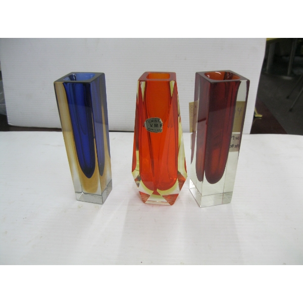 3 MURANO SOMEROSO VASES
