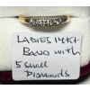 Image 1 : LADIES 14KT BAND W/5 SMALL DIAMONDS, SZ 6 1/4