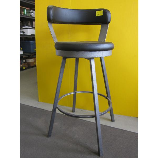 METAL & LEATHER LOOK BLACK BAR STOOL