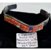 Image 1 : STERLING .925 SILVER BRACELET W/ORANGE STONES, 18.5G