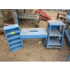 Image 3 : 4 BLUE PAINTED ITEMS - STOOL, SM. SHELF, ETC.