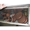 Image 2 : WOOD STORAGE BOX W/ASST. WEIGHTS & BAR