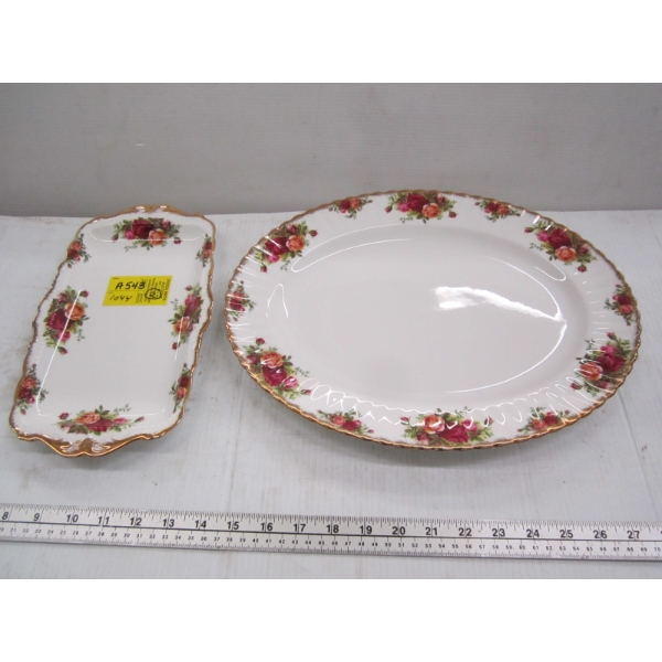 2 ROYAL ALBERT DISHES - PLATTER & RECTANGULAR SERVING TRAY