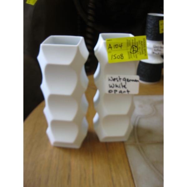 2 WEST GERMAN WHITE VASES