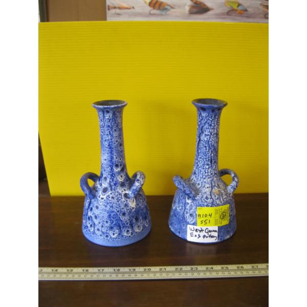PAIR OF WEST GERMAN MCM E & S POTTERY VASES