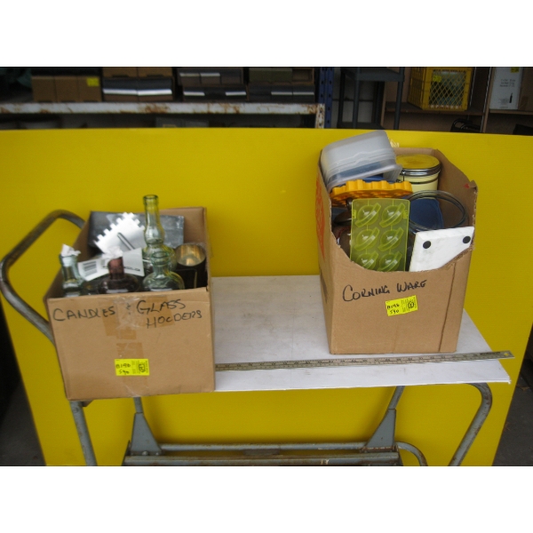 2 BOXES OF MISC. COLLECTOR BOTTLES, PLASTIC CONTAINERS, TEAPOTS, ETC.